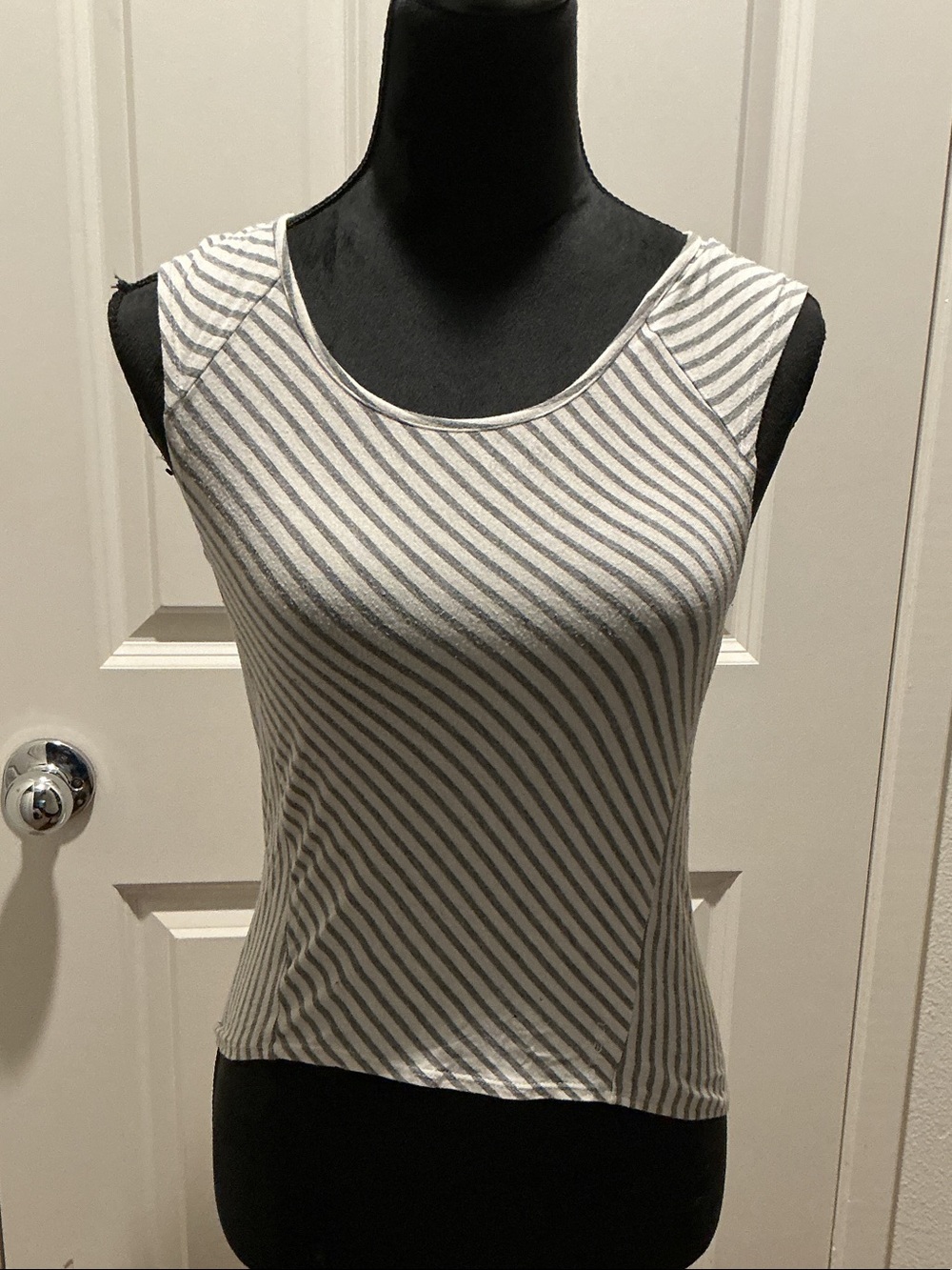 O’Neill Gray & White Striped Sleeveless Tank Top